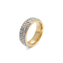 Joyería de los anillos de la banda de diamante del acero inoxidable del oro cristalino de las mujeres